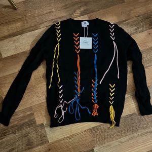 YAL New York black sweater with colorful ties size M